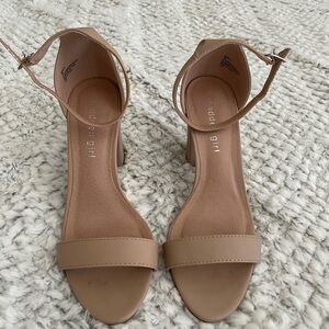 Madden Girl Tan/nude Ankle-Strap Block Heel Sandals